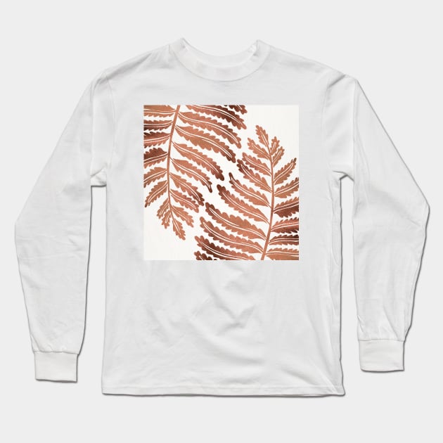 fern leaf rose gold Long Sleeve T-Shirt by CatCoq
